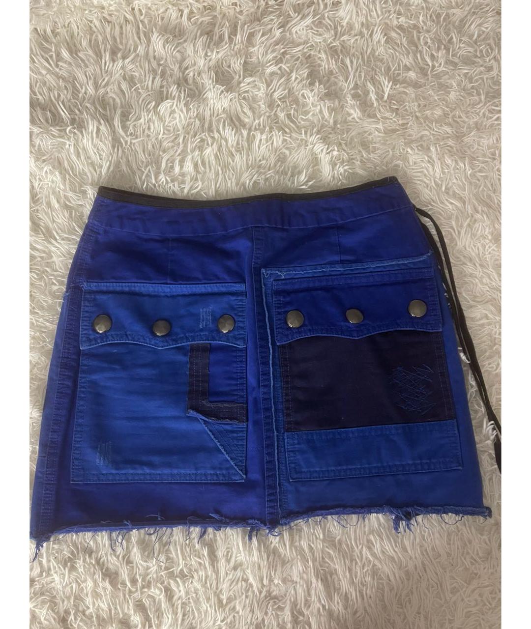 ZADIG & VOLTAIRE Темно-синяя хлопковая юбка мини, фото 6