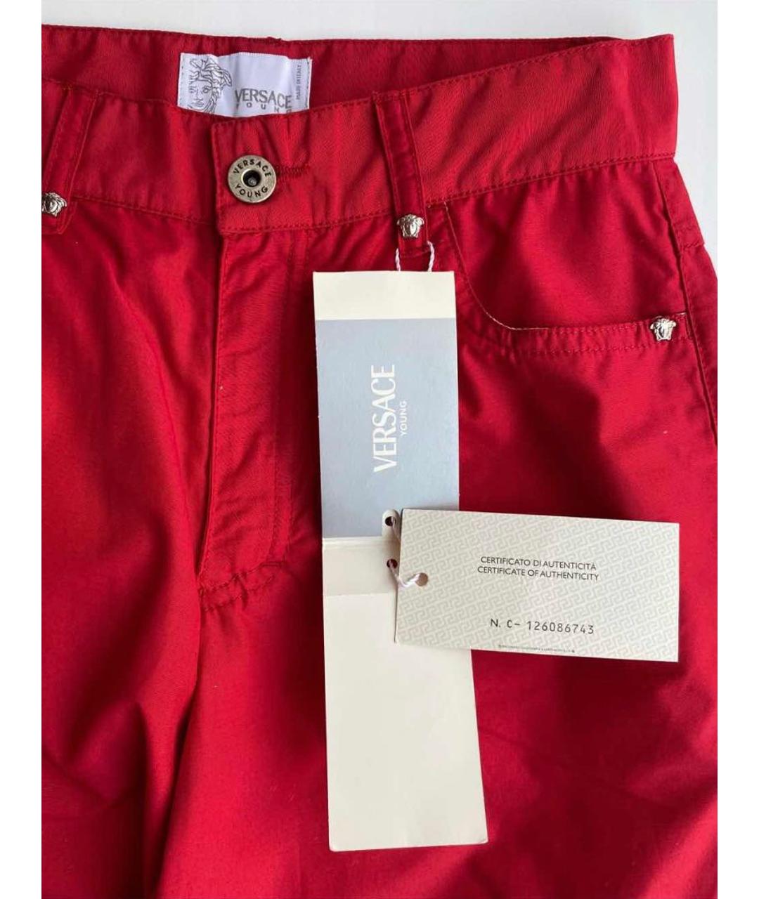 VERSACE COLLECTION Красные хлопковые брюки и шорты, фото 5