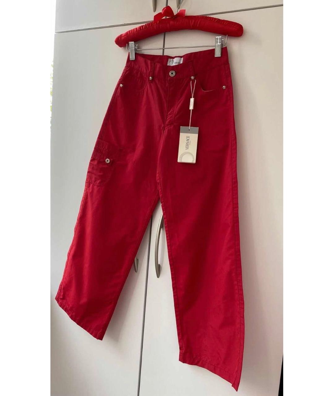 VERSACE COLLECTION Красные хлопковые брюки и шорты, фото 7