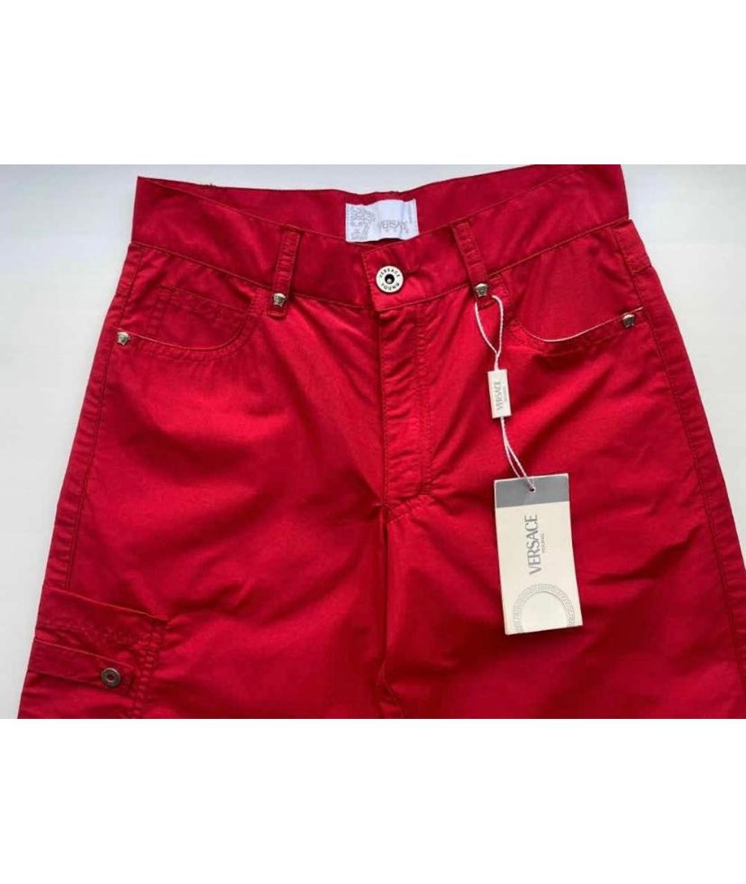 VERSACE COLLECTION Красные хлопковые брюки и шорты, фото 3