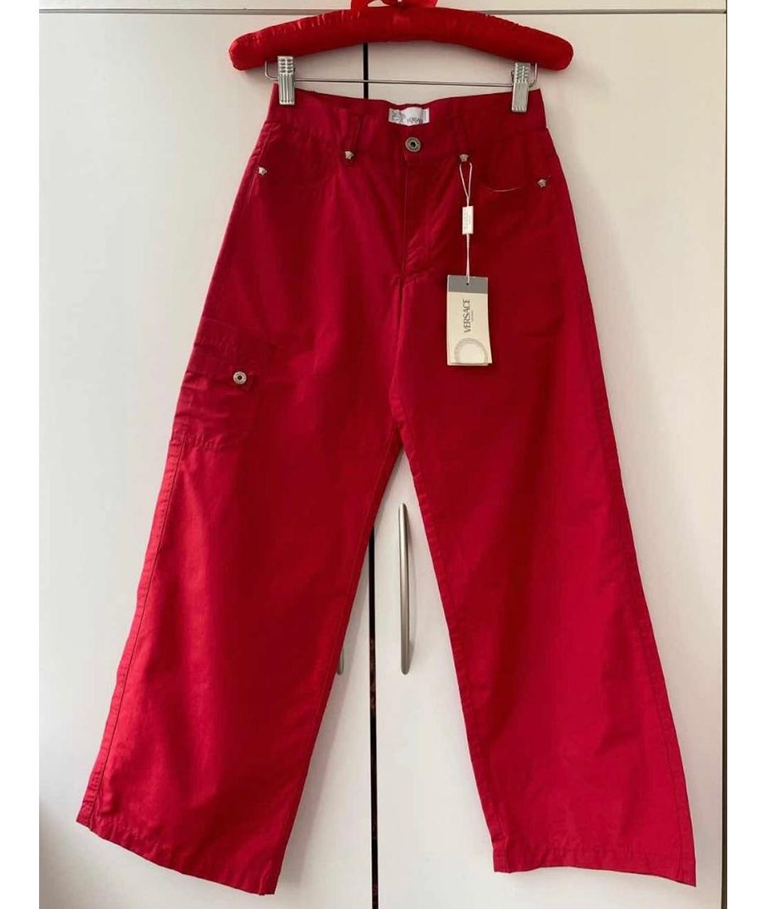 VERSACE COLLECTION Красные хлопковые брюки и шорты, фото 9
