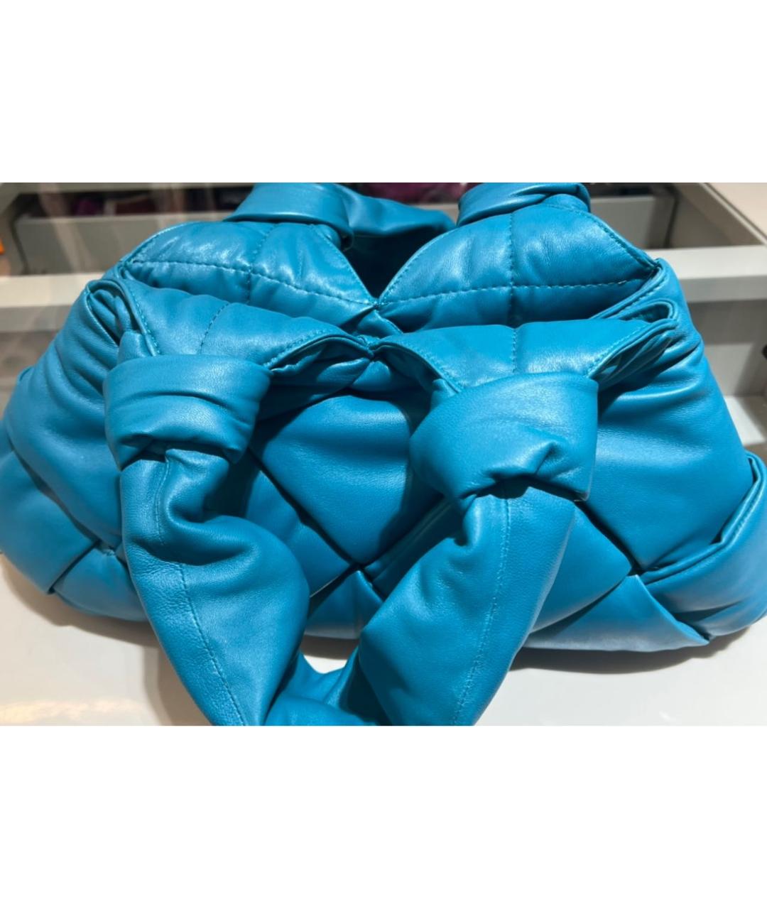 BOTTEGA VENETA Бирюзовая кожаная сумка с короткими ручками, фото 3