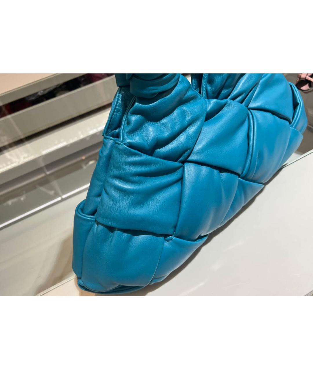 BOTTEGA VENETA Бирюзовая кожаная сумка с короткими ручками, фото 2