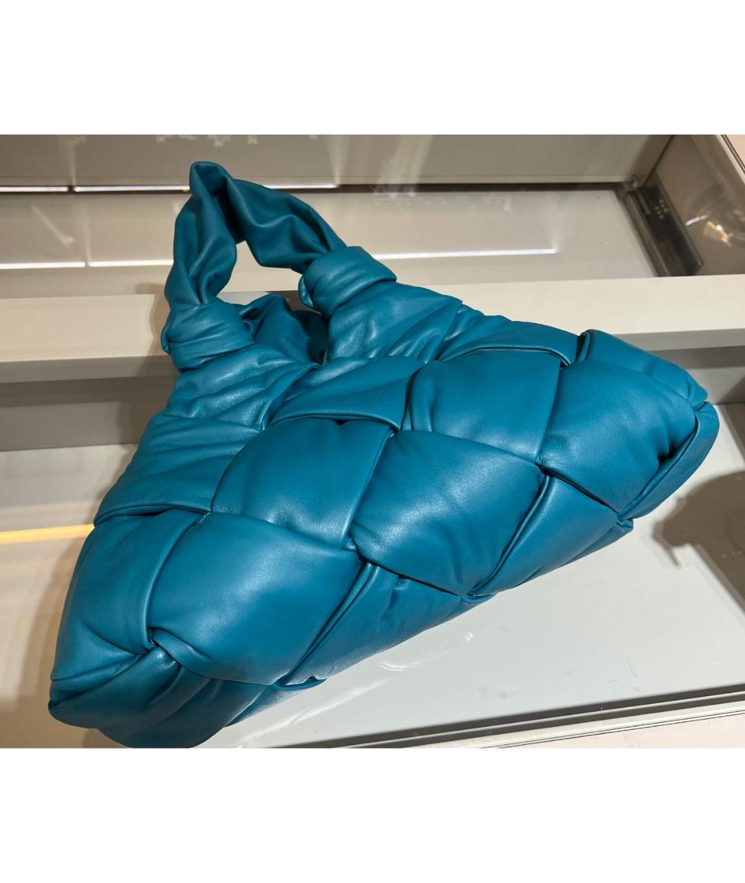 BOTTEGA VENETA Бирюзовая кожаная сумка с короткими ручками, фото 5