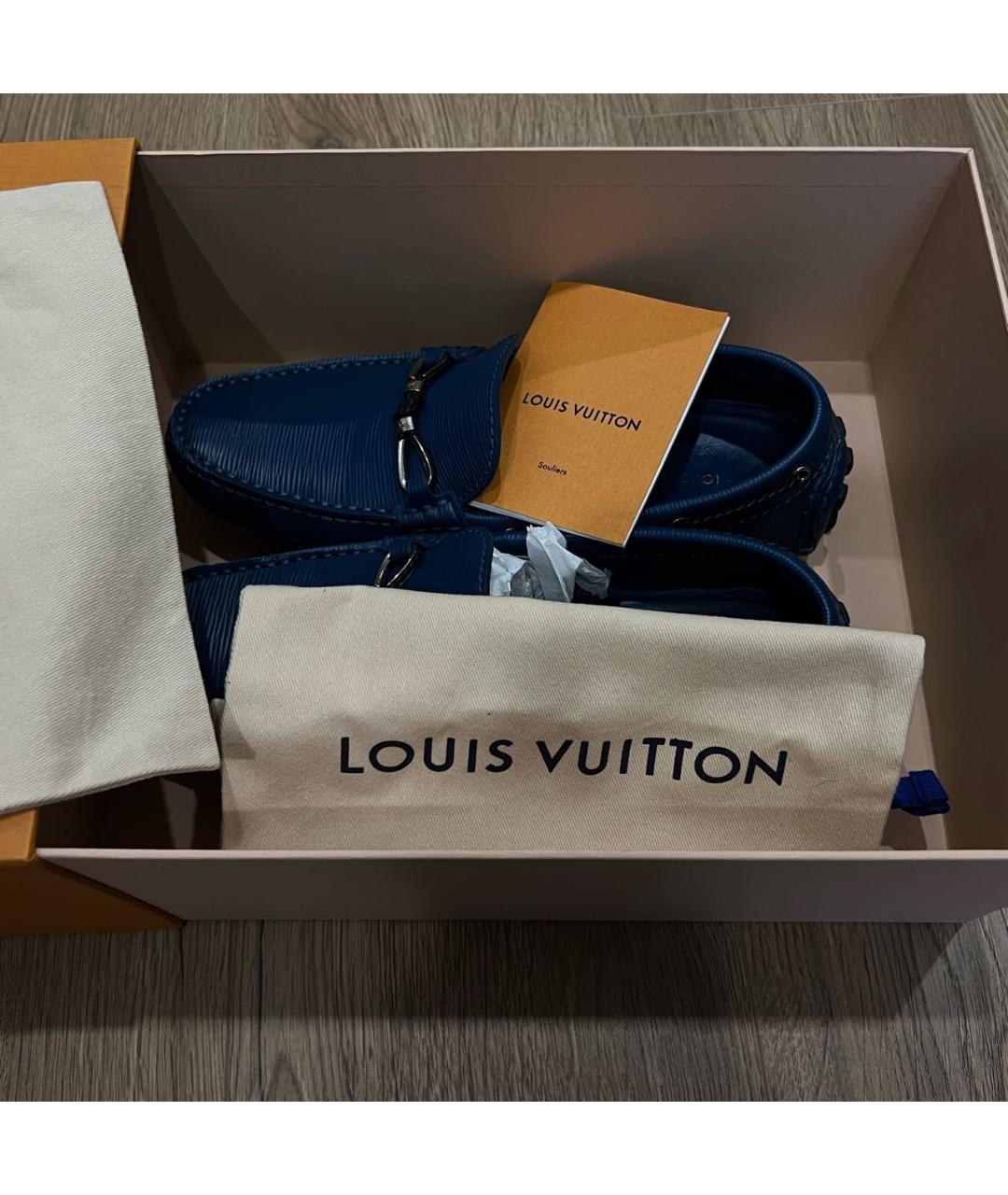 LOUIS VUITTON Темно-синие кожаные мокасины, фото 4