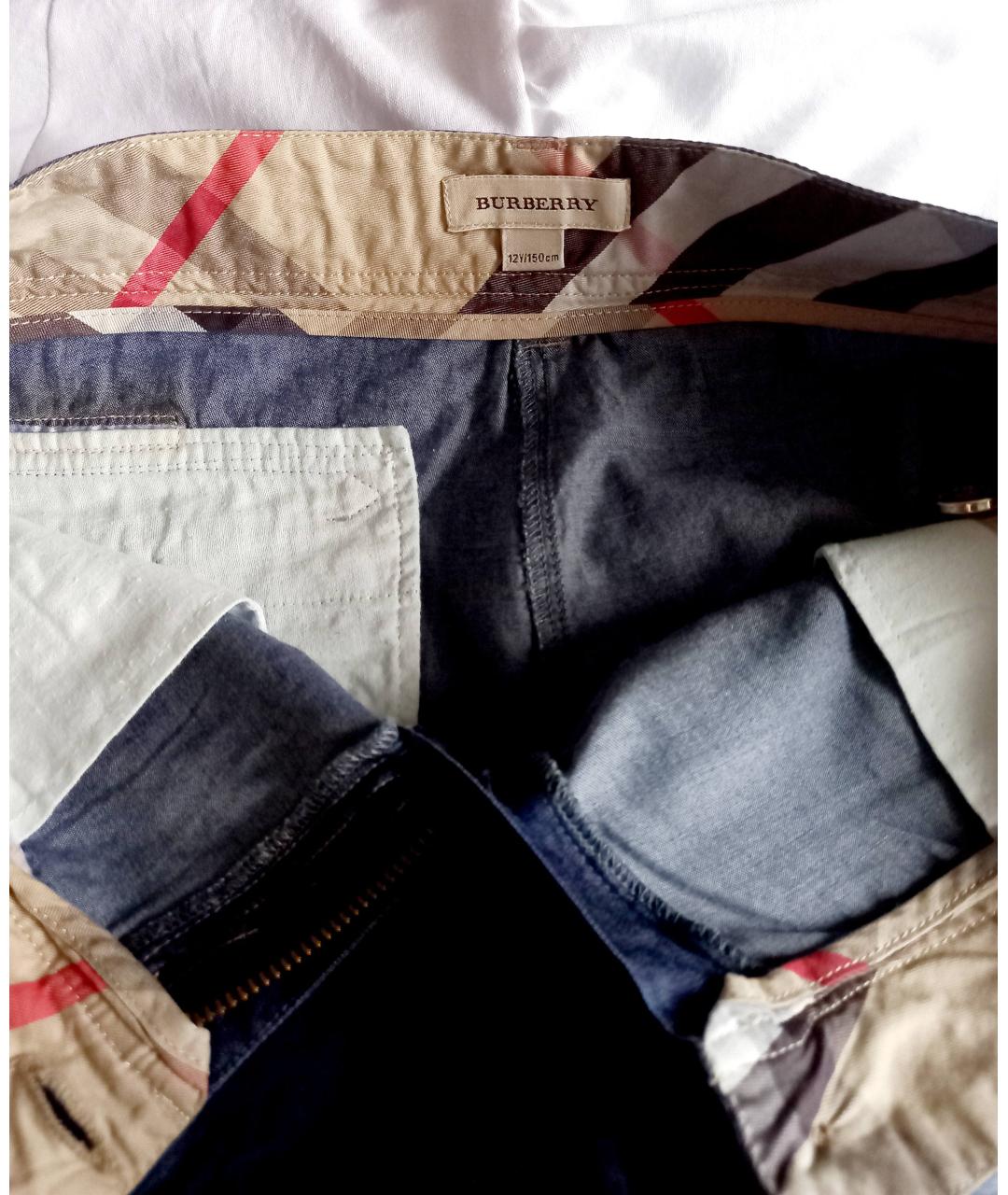BURBERRY Темно-синие хлопковые брюки и шорты, фото 4