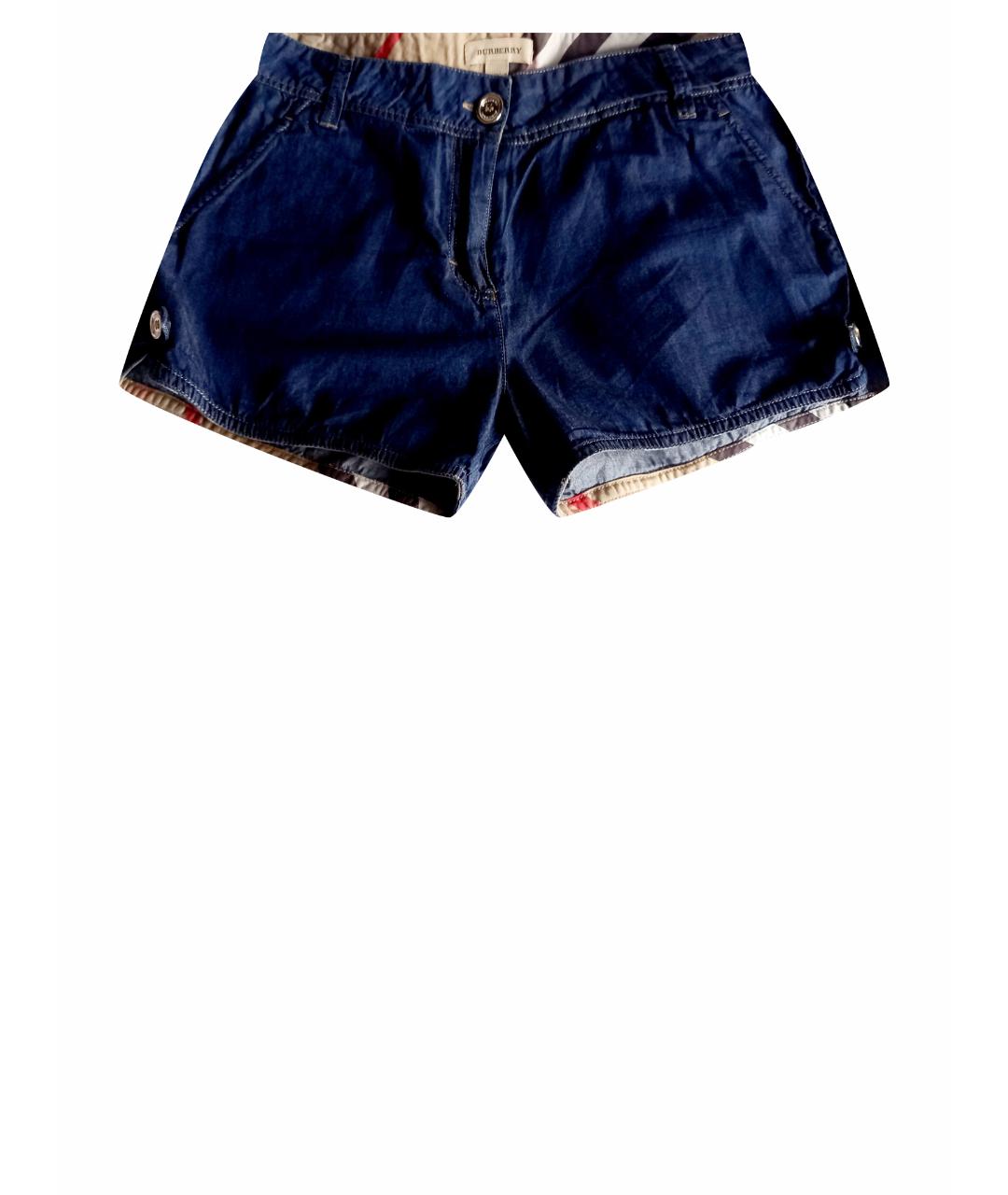 BURBERRY Темно-синие хлопковые брюки и шорты, фото 1
