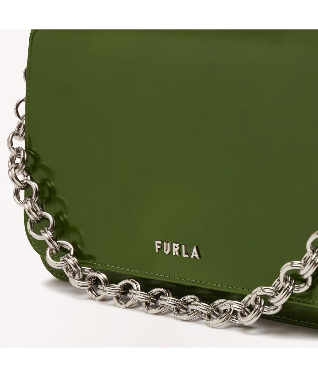 FURLA Зеленая сумка через плечо из лакированной кожи, фото 2