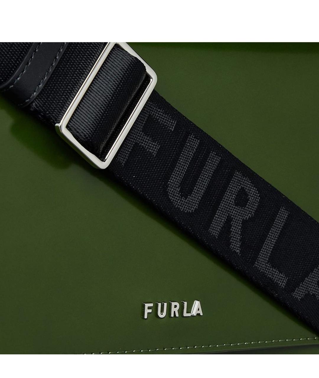 FURLA Зеленая сумка через плечо из лакированной кожи, фото 3