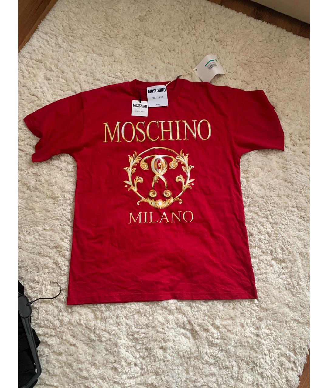 MOSCHINO Красная хлопковая футболка, фото 4
