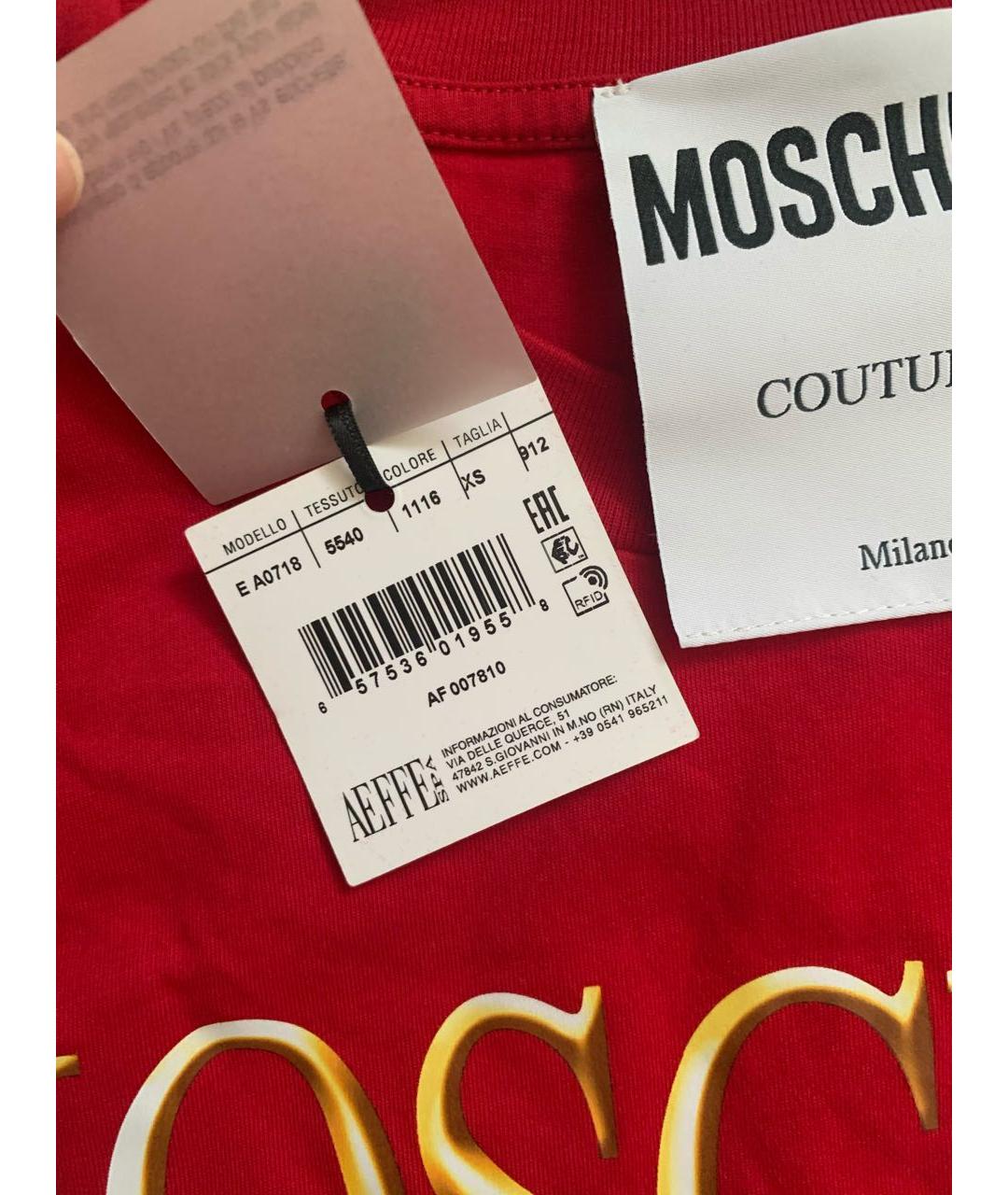 MOSCHINO Красная хлопковая футболка, фото 3