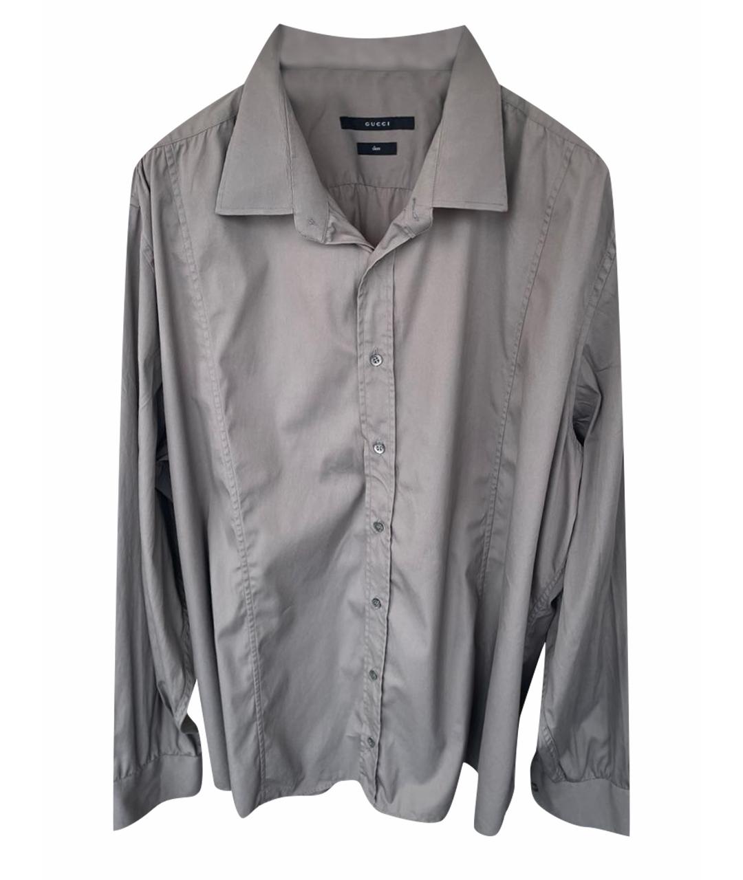 GUCCI Серебряная хлопковая классическая рубашка, фото 1