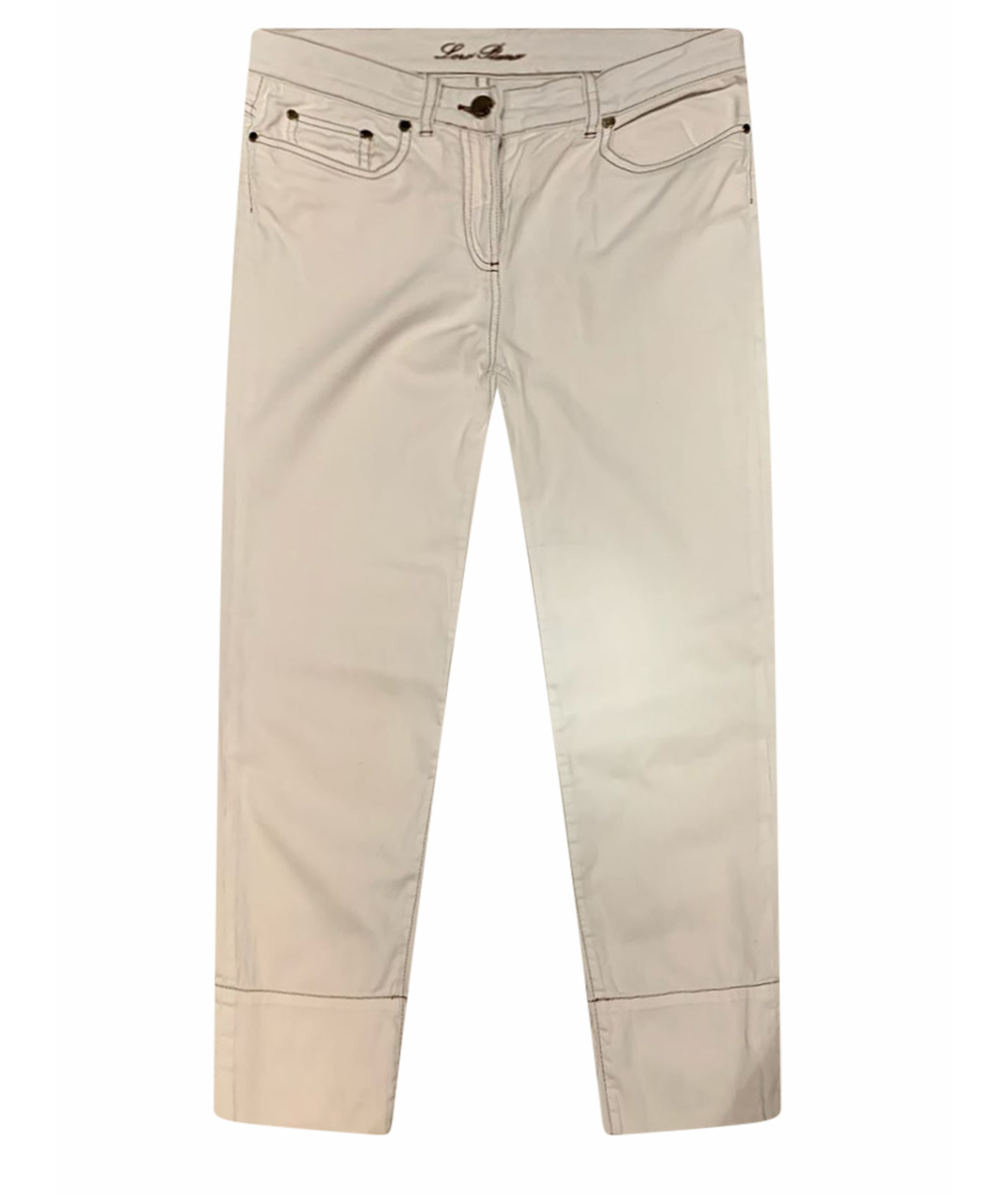 LORO PIANA Белые хлопковые прямые брюки, фото 1