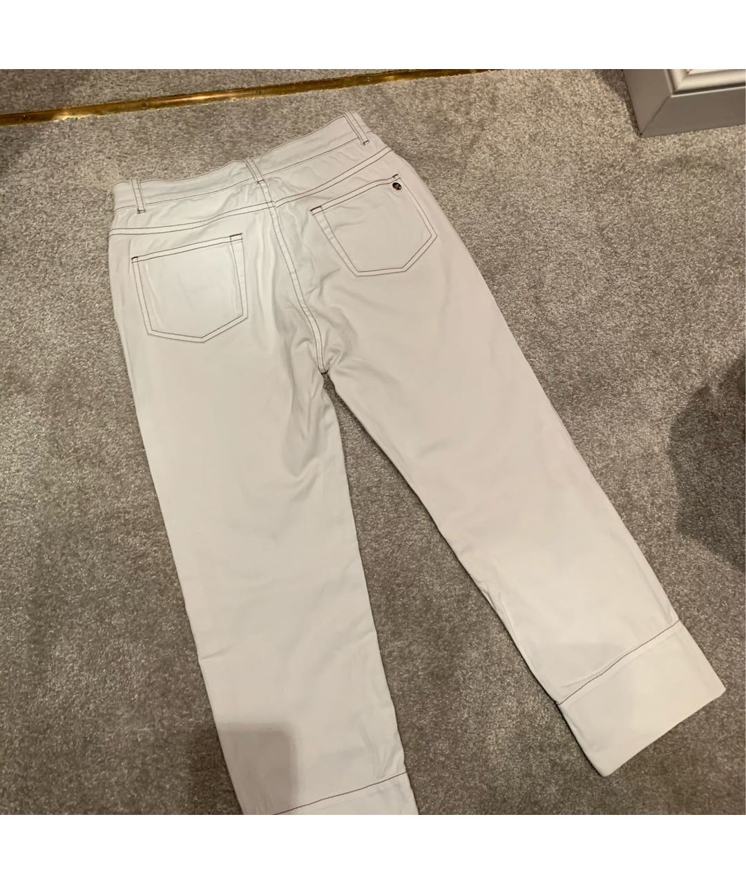 LORO PIANA Белые хлопковые прямые брюки, фото 3