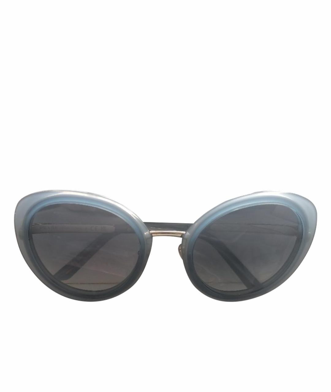 PRADA Бирюзовые металлические солнцезащитные очки, фото 1
