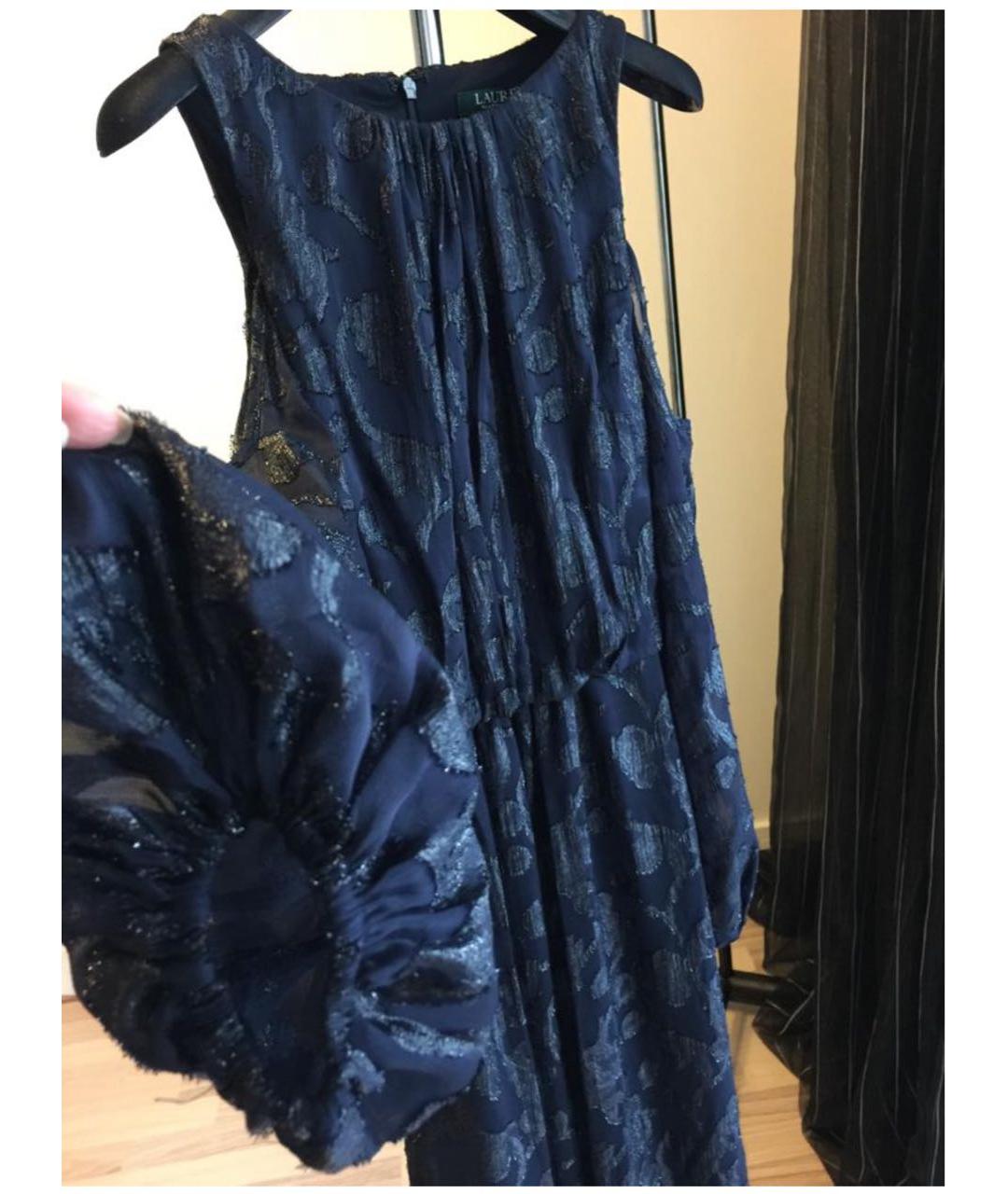 RALPH LAUREN Темно-синее полиэстеровое вечернее платье, фото 4