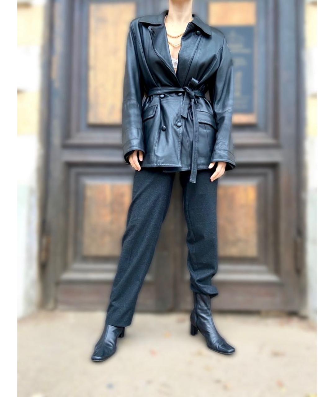 VERSACE VINTAGE Черная кожаная куртка, фото 4