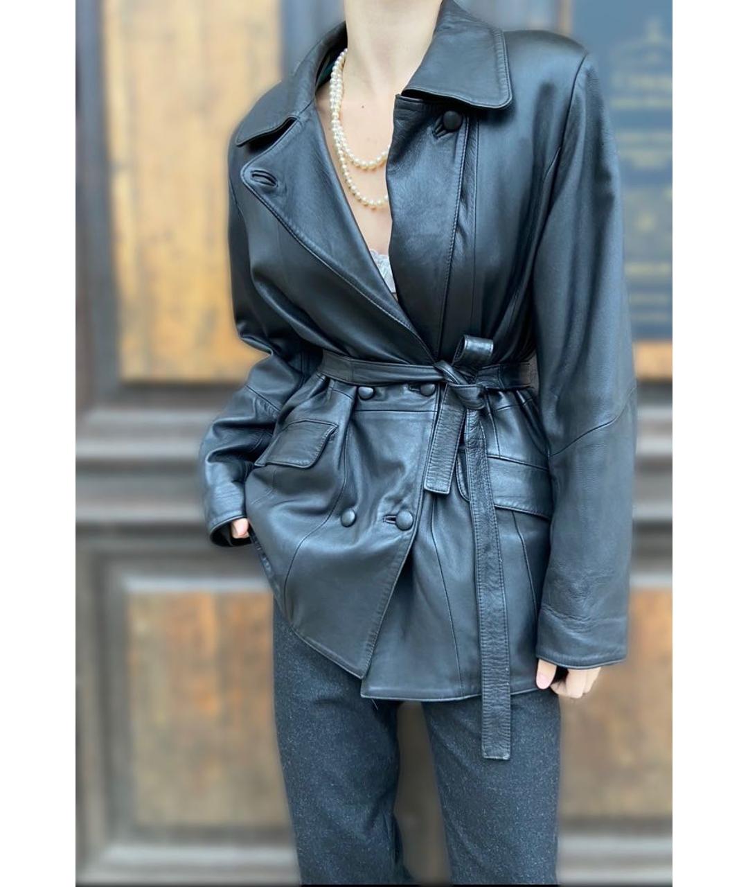 VERSACE VINTAGE Черная кожаная куртка, фото 2