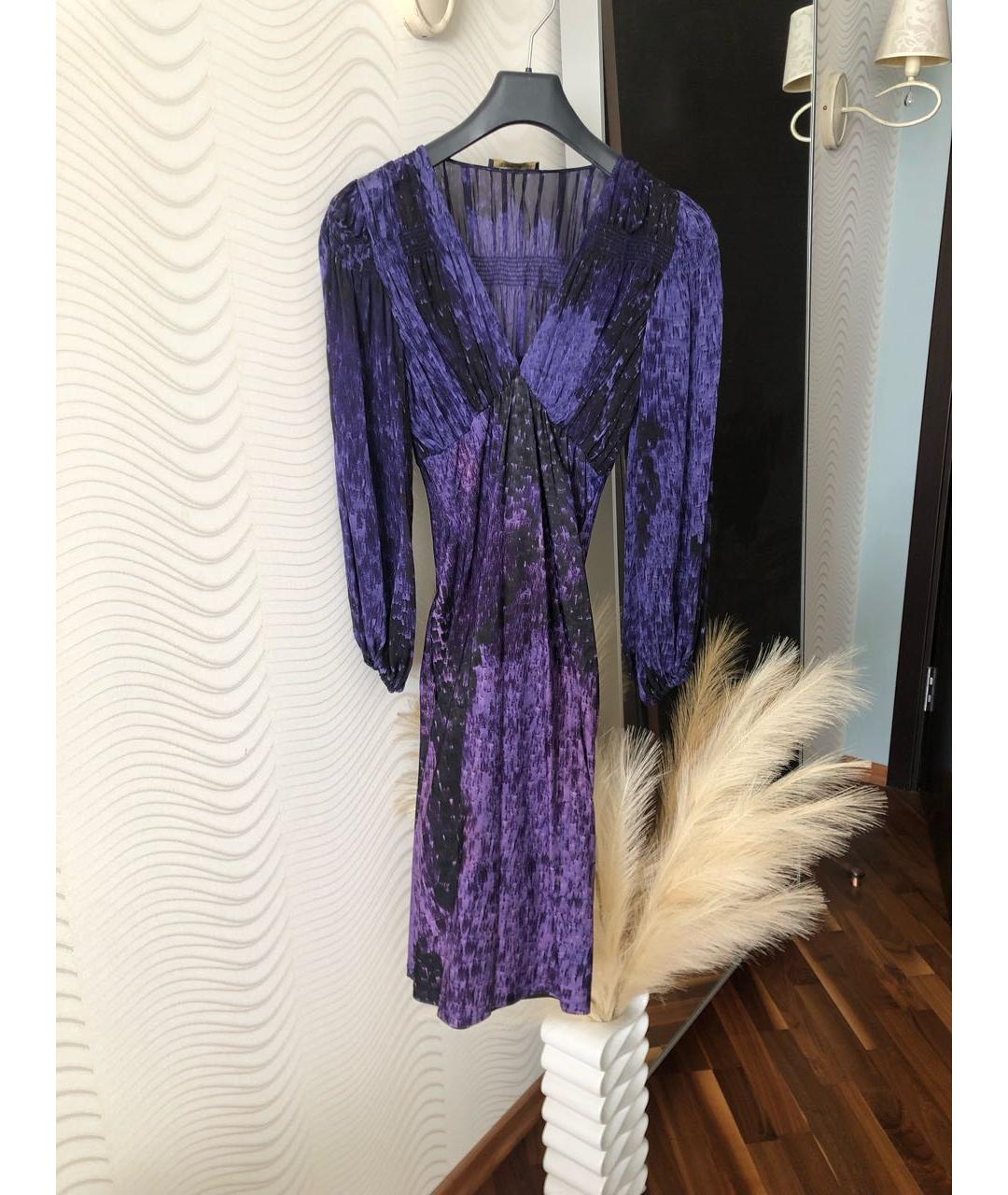ROBERTO CAVALLI Фиолетовое полиамидовое вечернее платье, фото 5