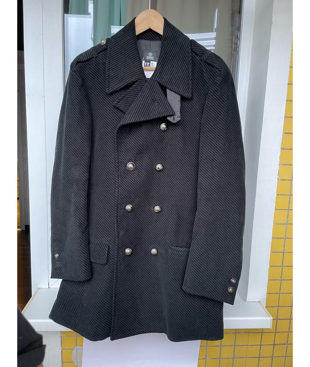 VERSACE JEANS COUTURE Черное хлопковое пальто, фото 4