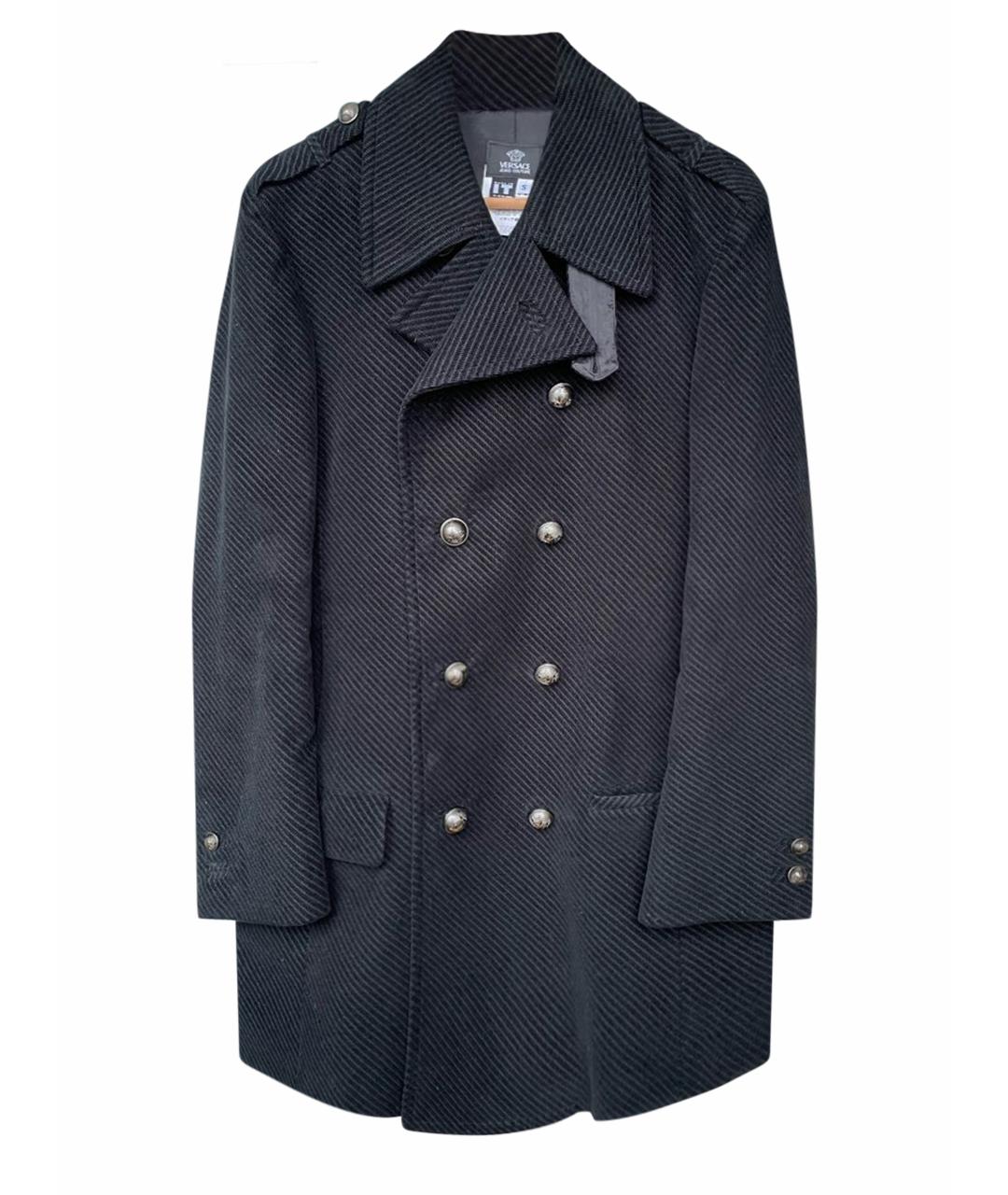 VERSACE JEANS COUTURE Черное хлопковое пальто, фото 1