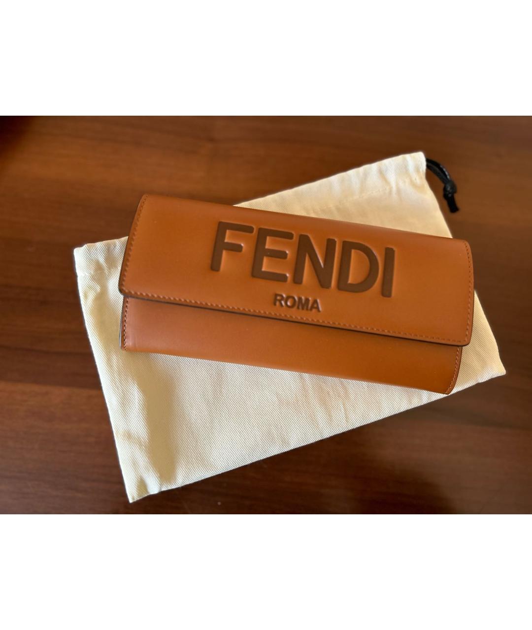 FENDI Коричневый кожаный кошелек, фото 5