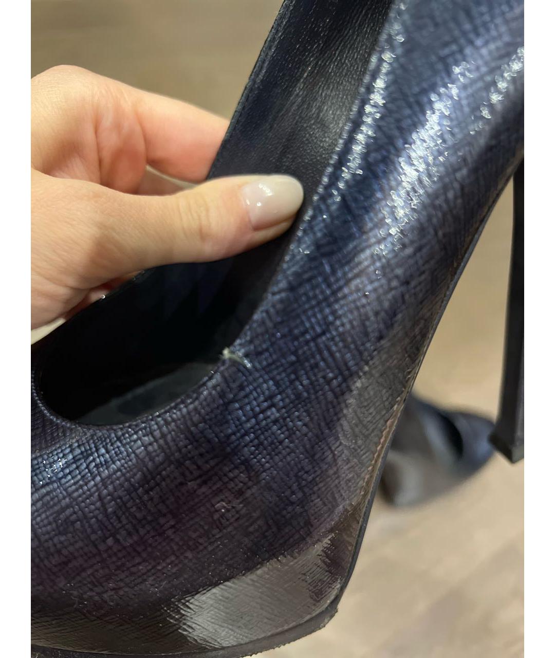 YVES SAINT LAURENT VINTAGE Темно-синие кожаные туфли, фото 6
