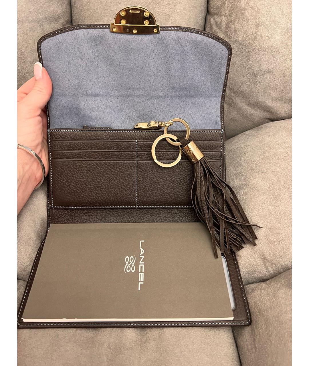 LANCEL Коричневый кожаный кошелек, фото 8