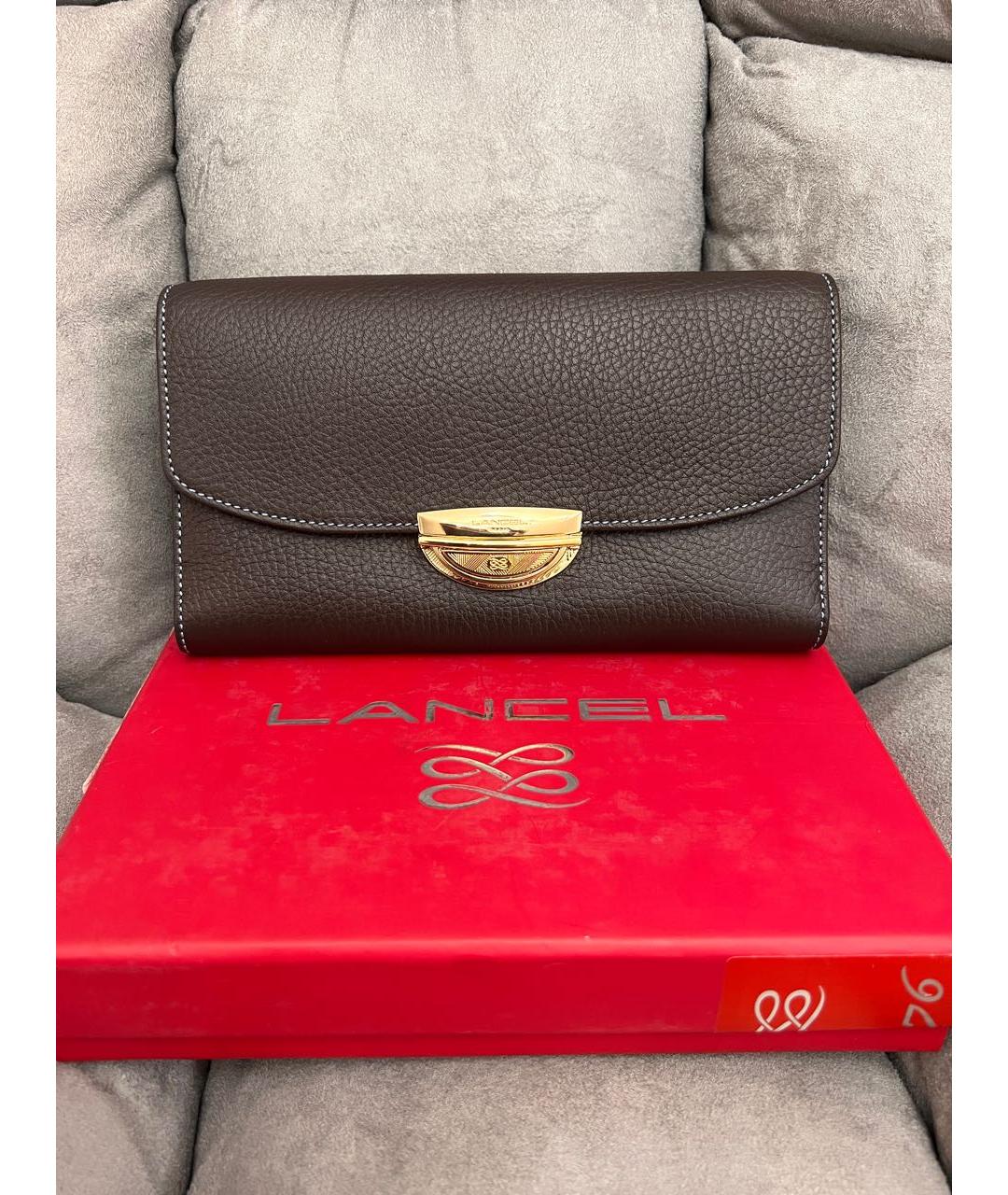 LANCEL Коричневый кожаный кошелек, фото 9