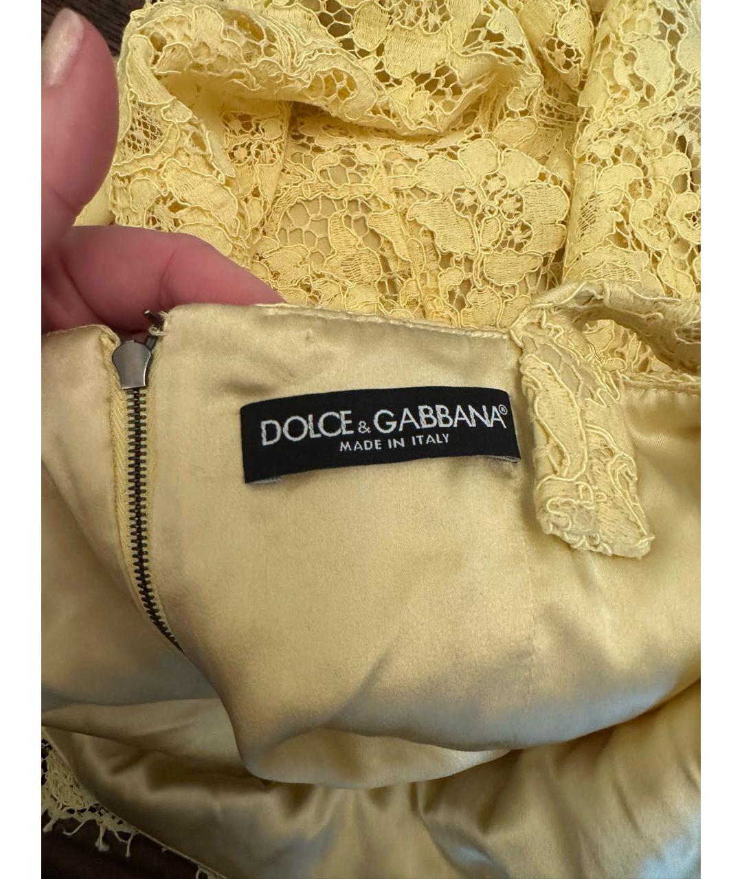 DOLCE&GABBANA Желтое хлопковое платье, фото 6