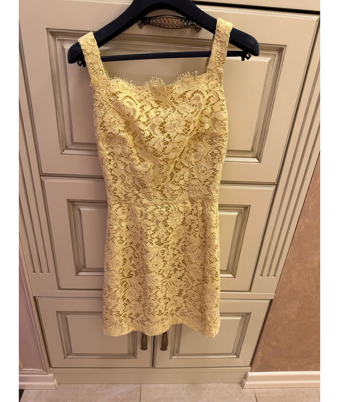 DOLCE&GABBANA Желтое хлопковое платье, фото 2
