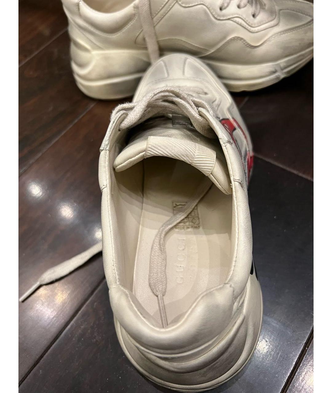 GUCCI Бежевые кожаные кроссовки, фото 2