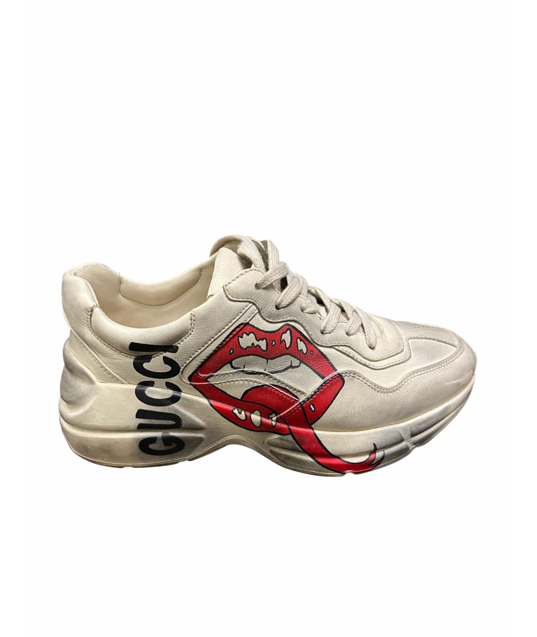 GUCCI Бежевые кожаные кроссовки, фото 1