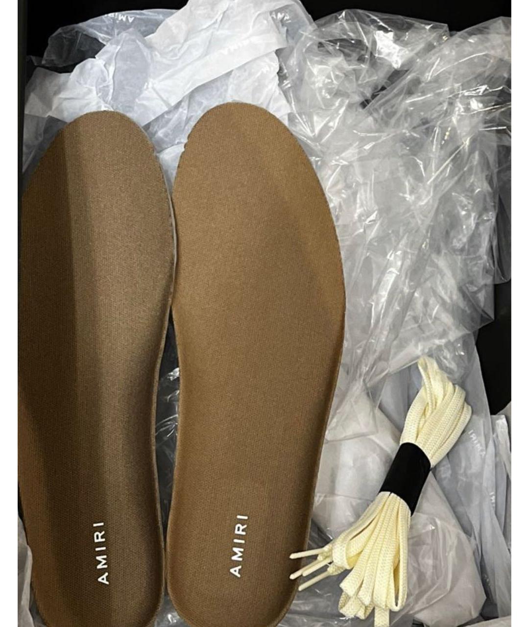 AMIRI Бежевые кожаные высокие кроссовки / кеды, фото 8