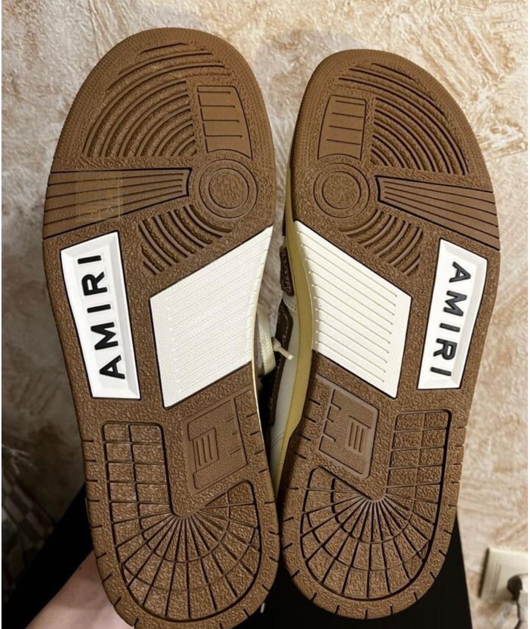 AMIRI Бежевые кожаные высокие кроссовки / кеды, фото 6