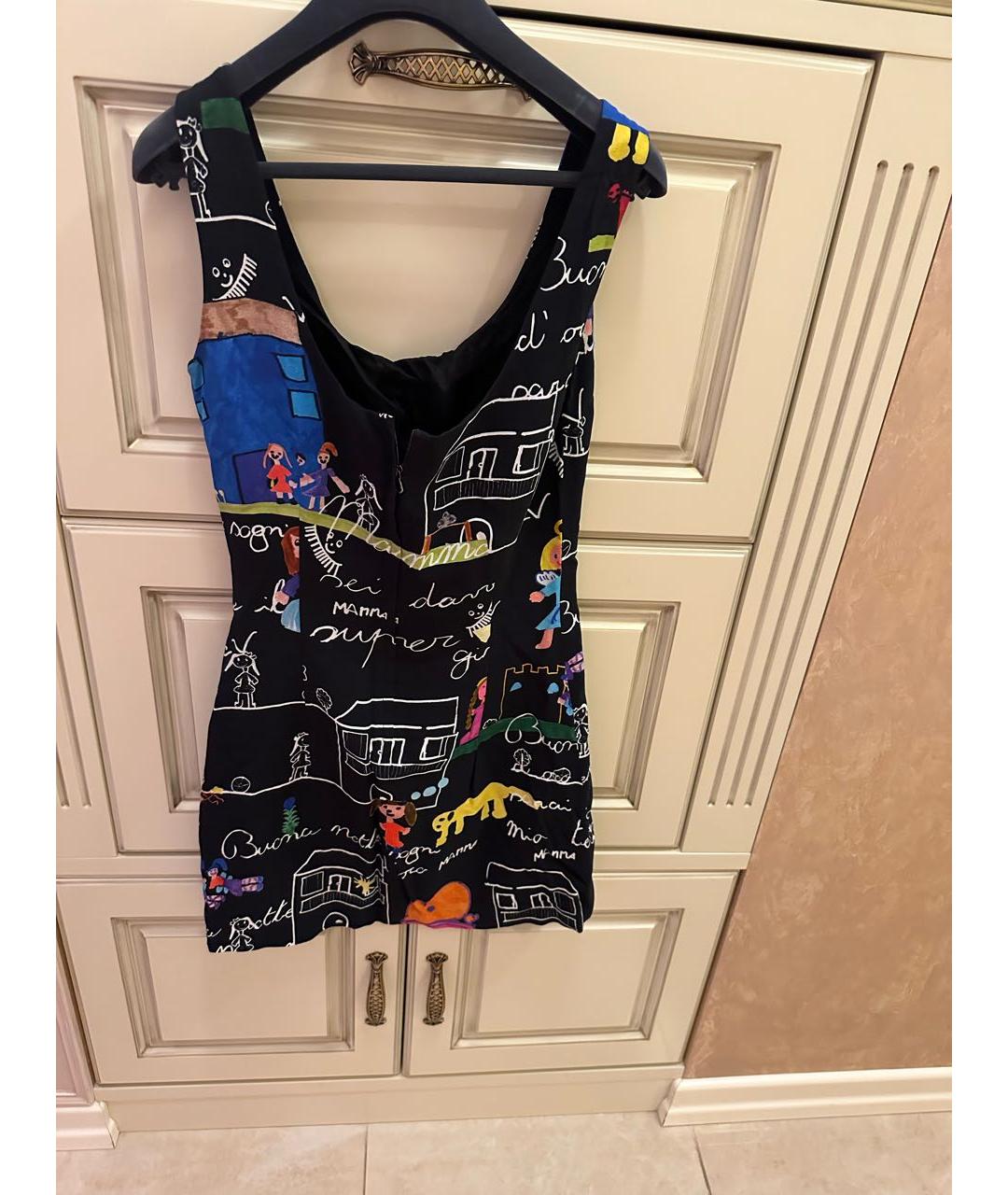 DOLCE&GABBANA Черное шелковое повседневное платье, фото 2