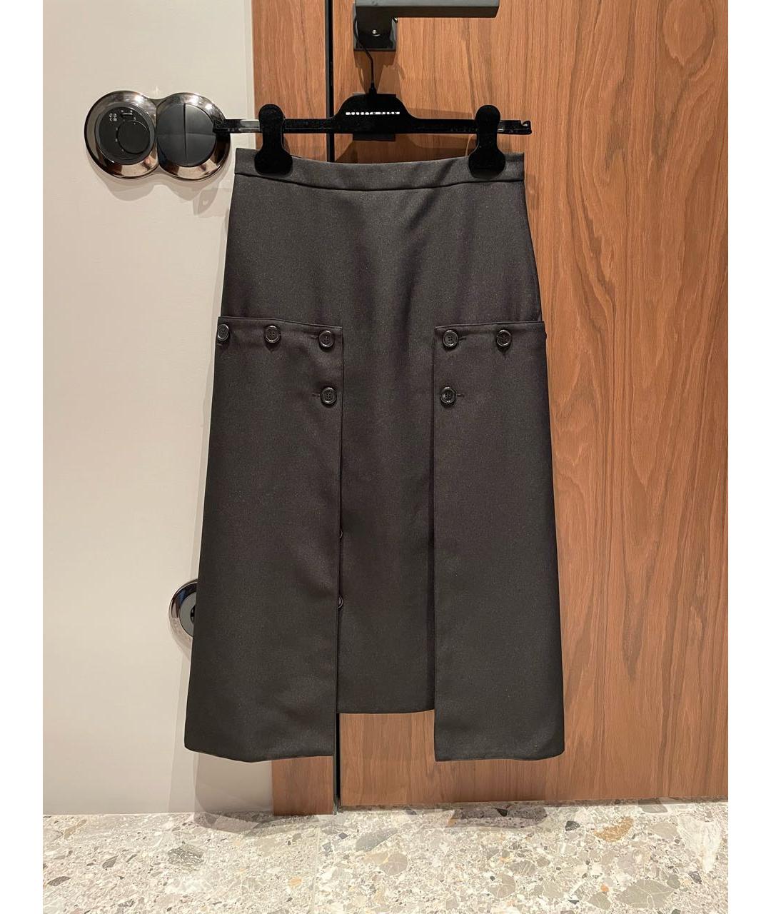 ROKH Черная полиэстеровая юбка миди, фото 8