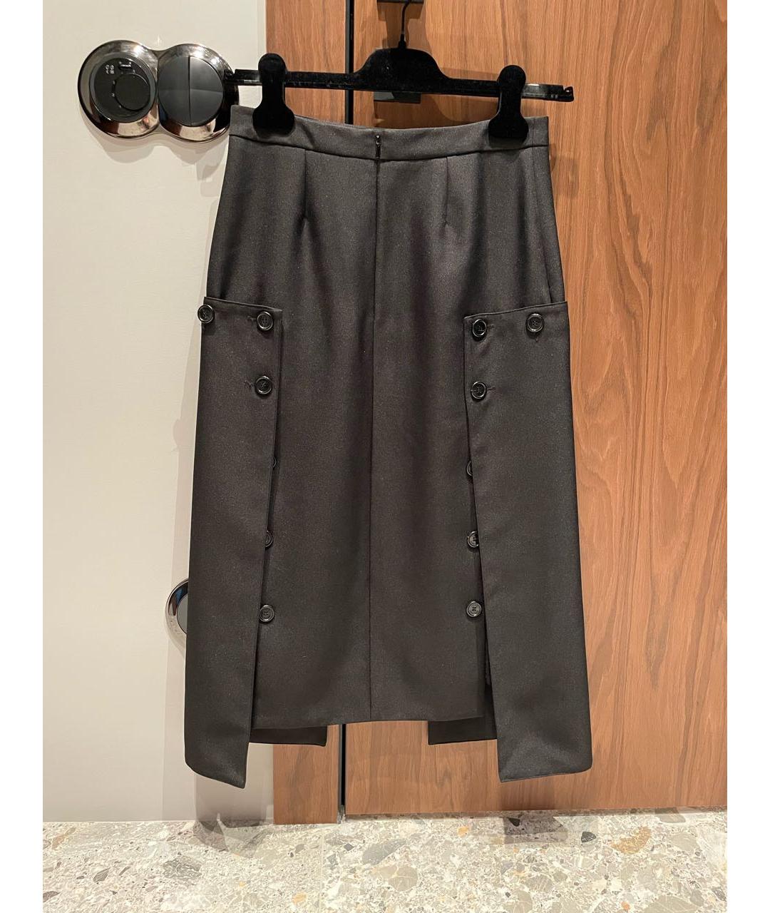 ROKH Черная полиэстеровая юбка миди, фото 2