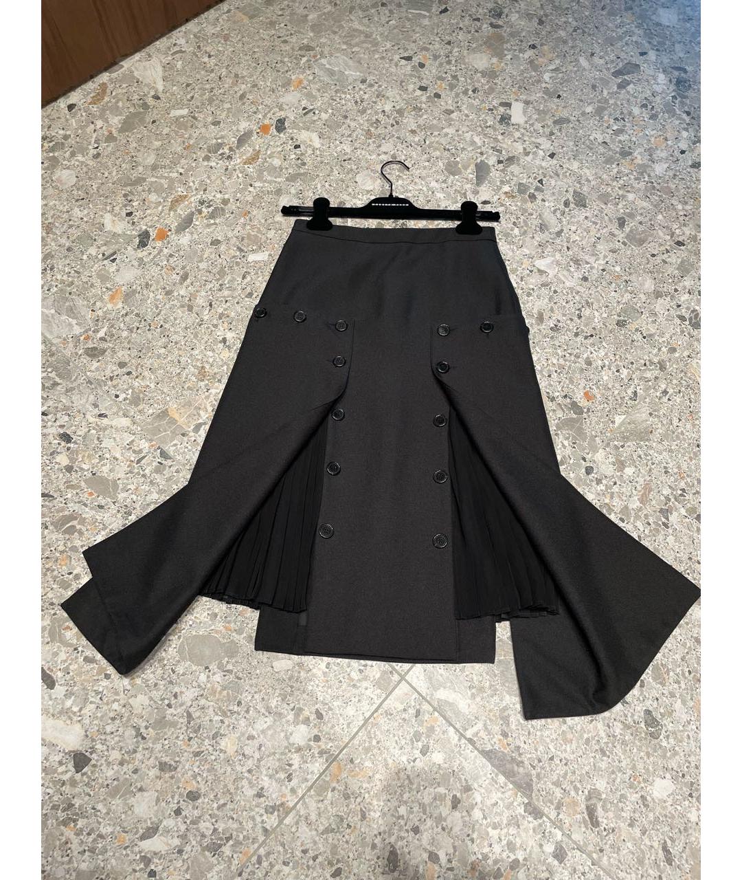 ROKH Черная полиэстеровая юбка миди, фото 3