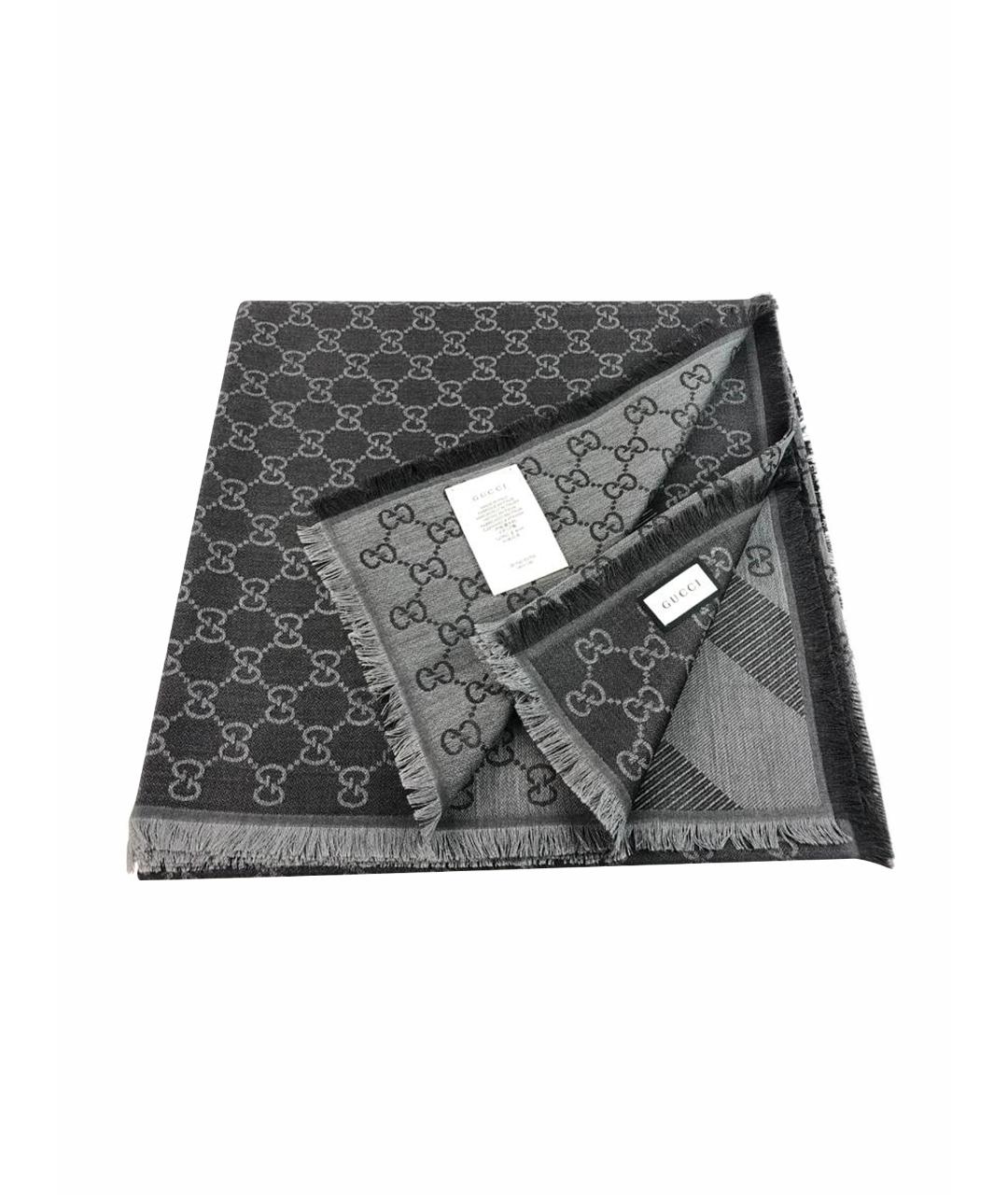 GUCCI Серый шерстяной платок, фото 1