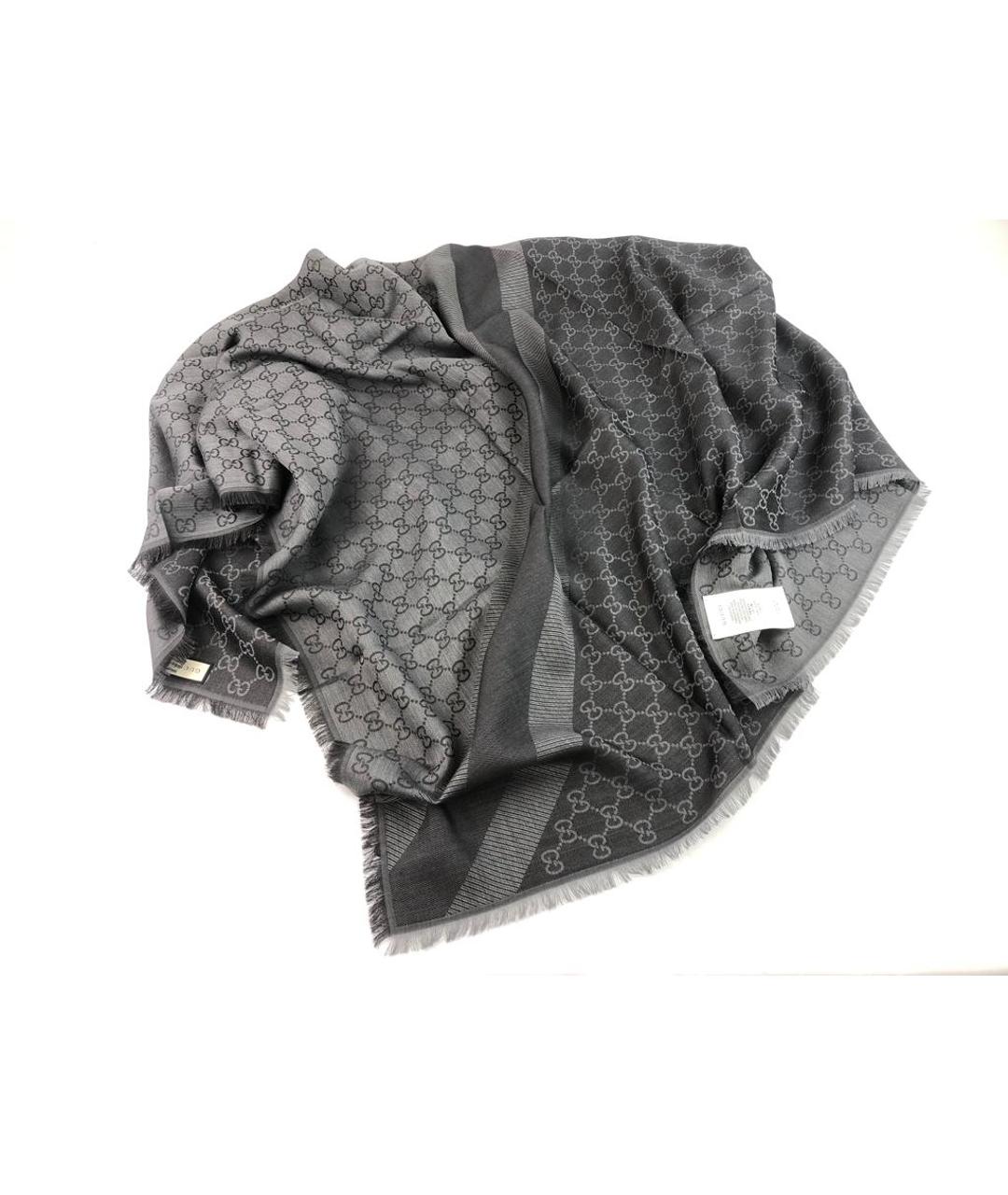 GUCCI Серый шерстяной платок, фото 2