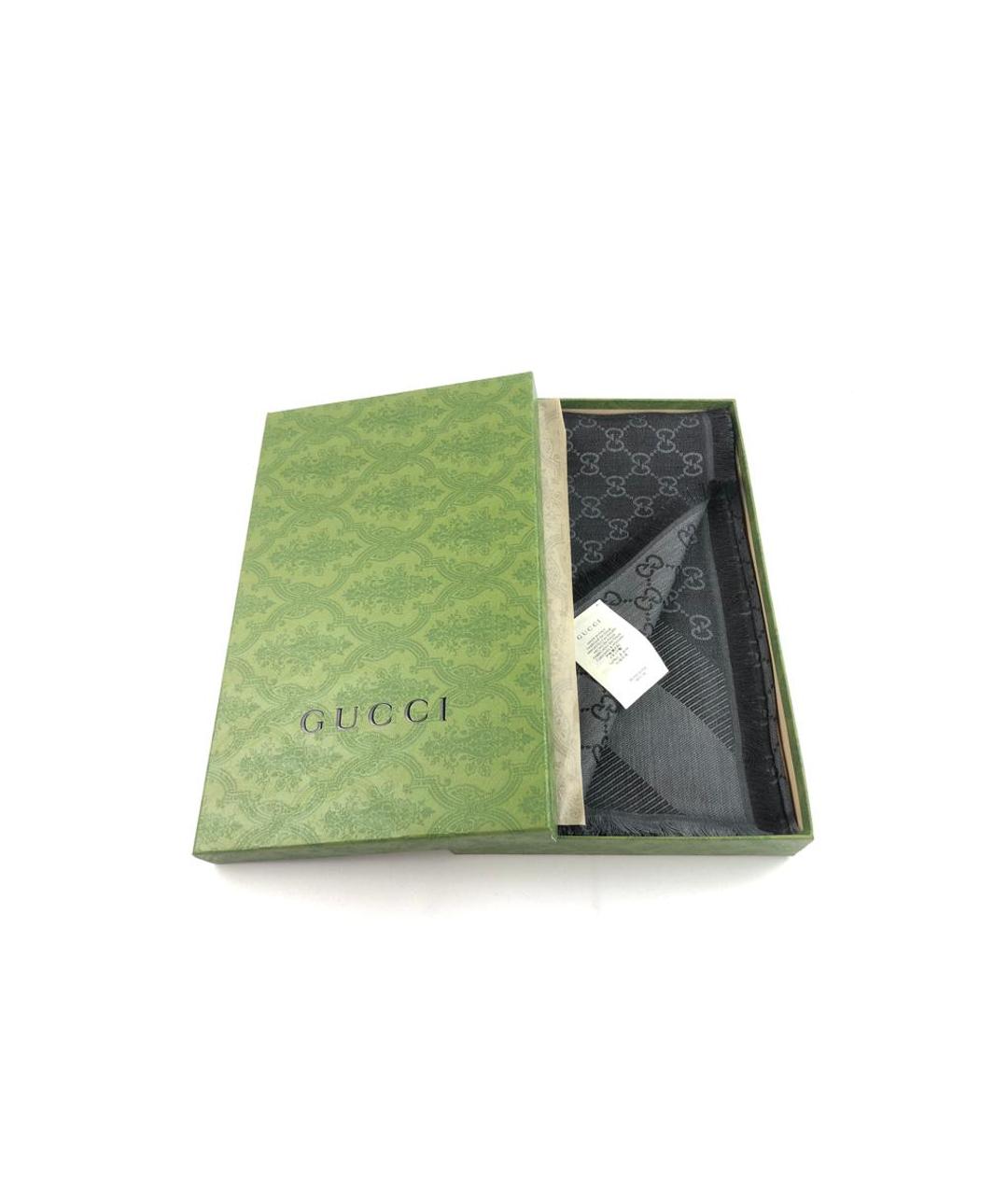 GUCCI Серый шерстяной платок, фото 3