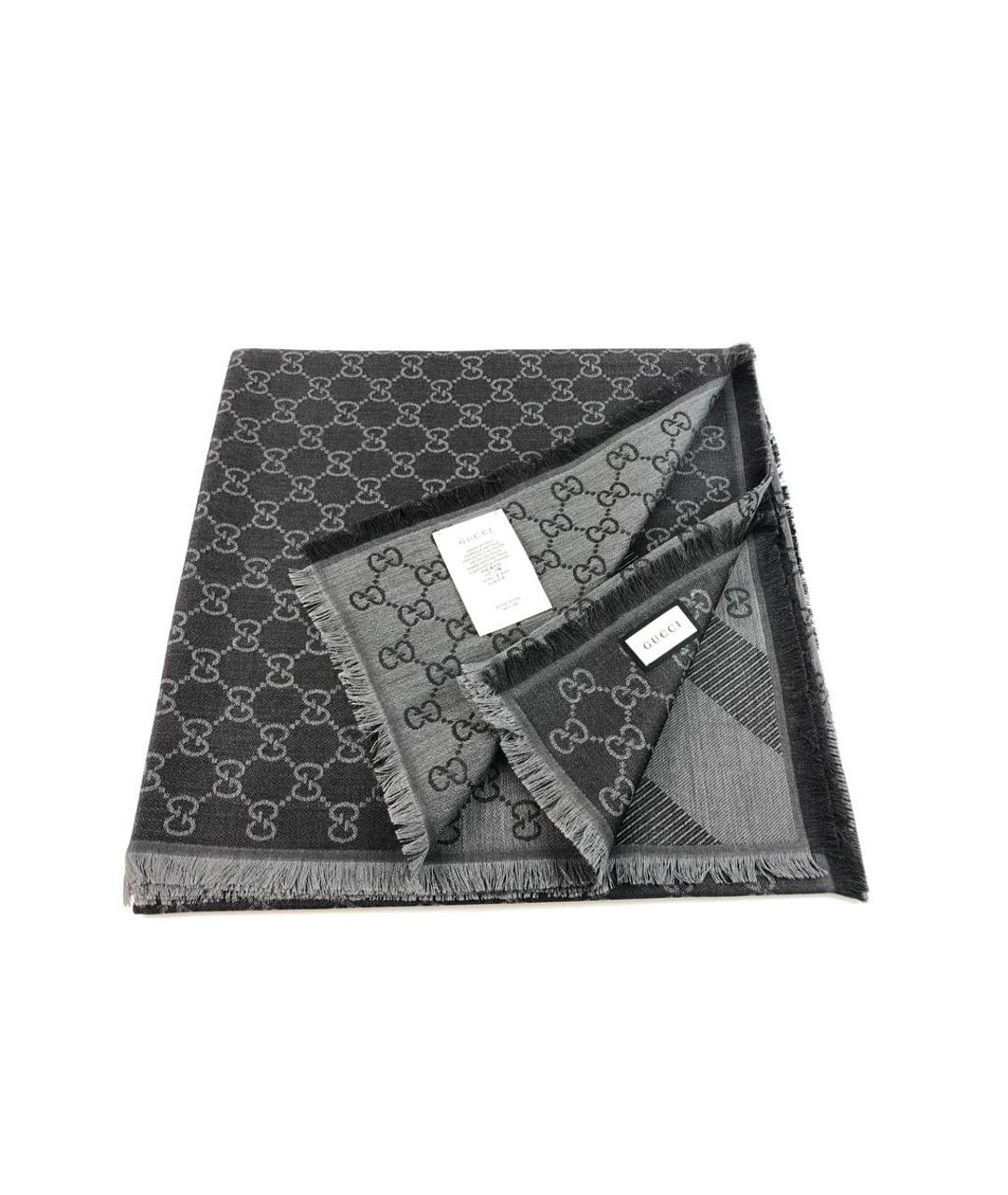 GUCCI Серый шерстяной платок, фото 4