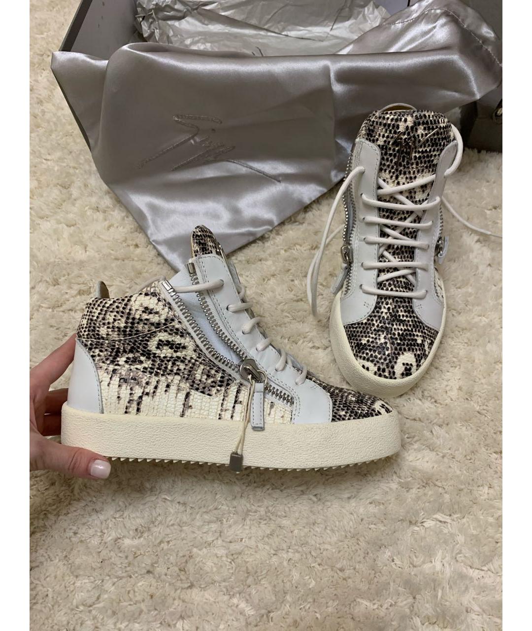 GIUSEPPE ZANOTTI DESIGN Белые кожаные кроссовки, фото 7