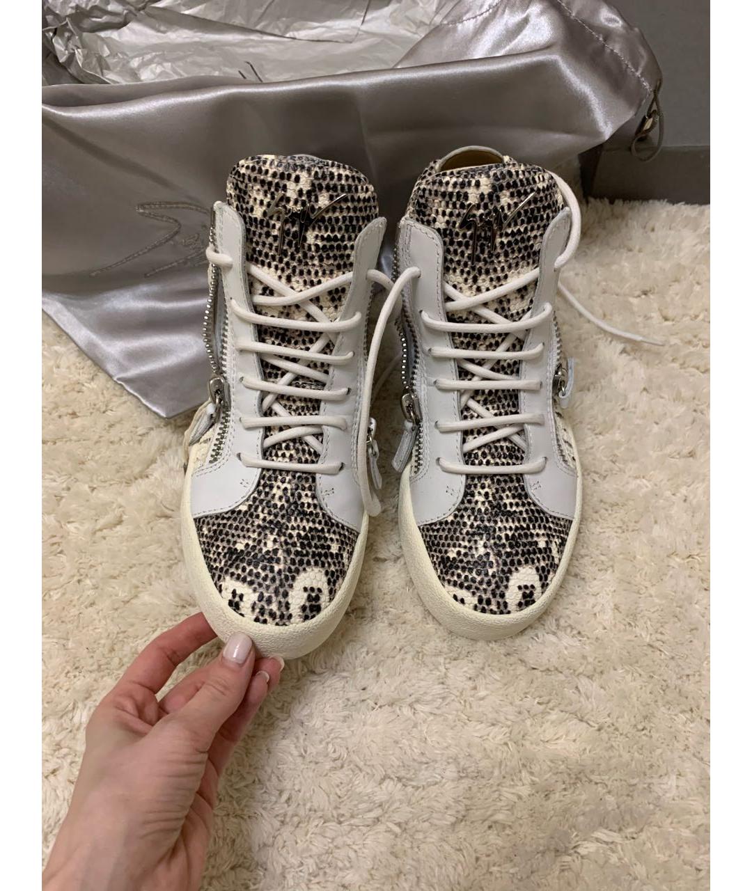 GIUSEPPE ZANOTTI DESIGN Белые кожаные кроссовки, фото 4