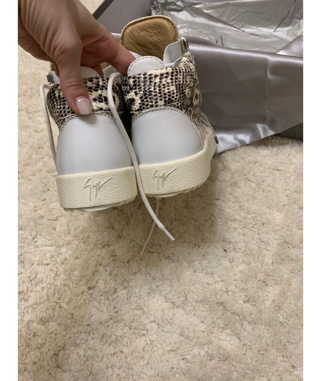 GIUSEPPE ZANOTTI DESIGN Белые кожаные кроссовки, фото 2