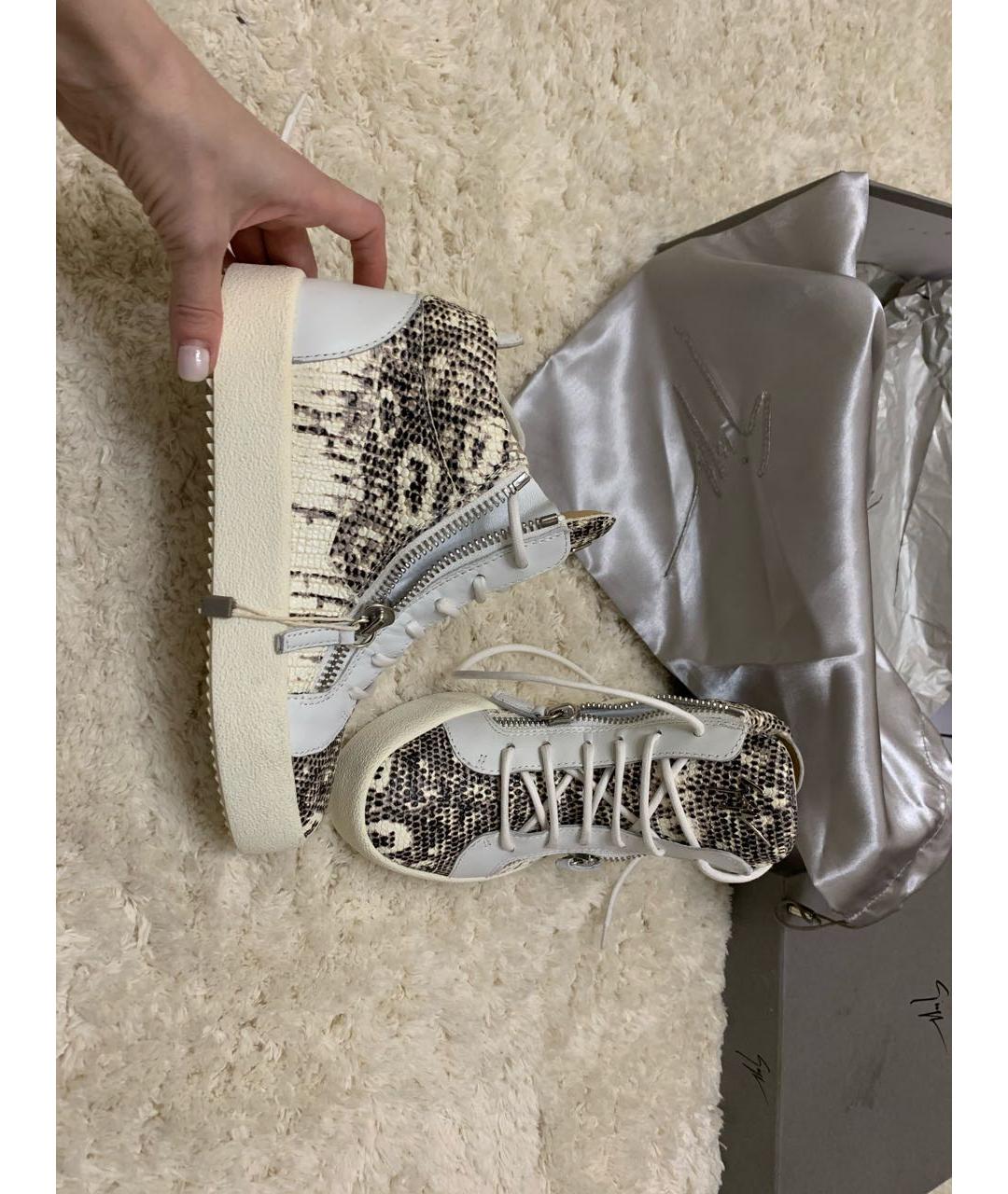 GIUSEPPE ZANOTTI DESIGN Белые кожаные кроссовки, фото 5