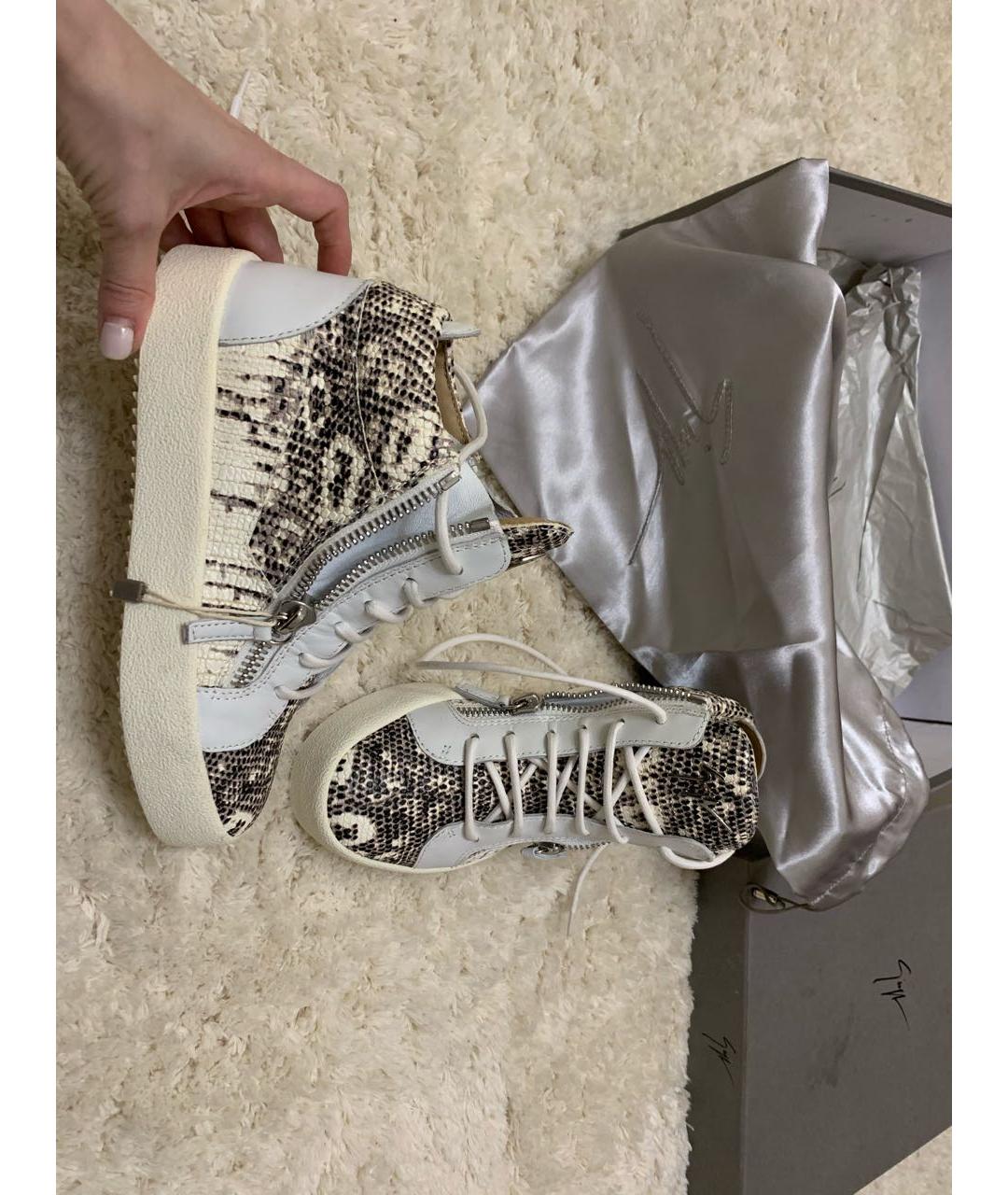 GIUSEPPE ZANOTTI DESIGN Белые кожаные кроссовки, фото 6