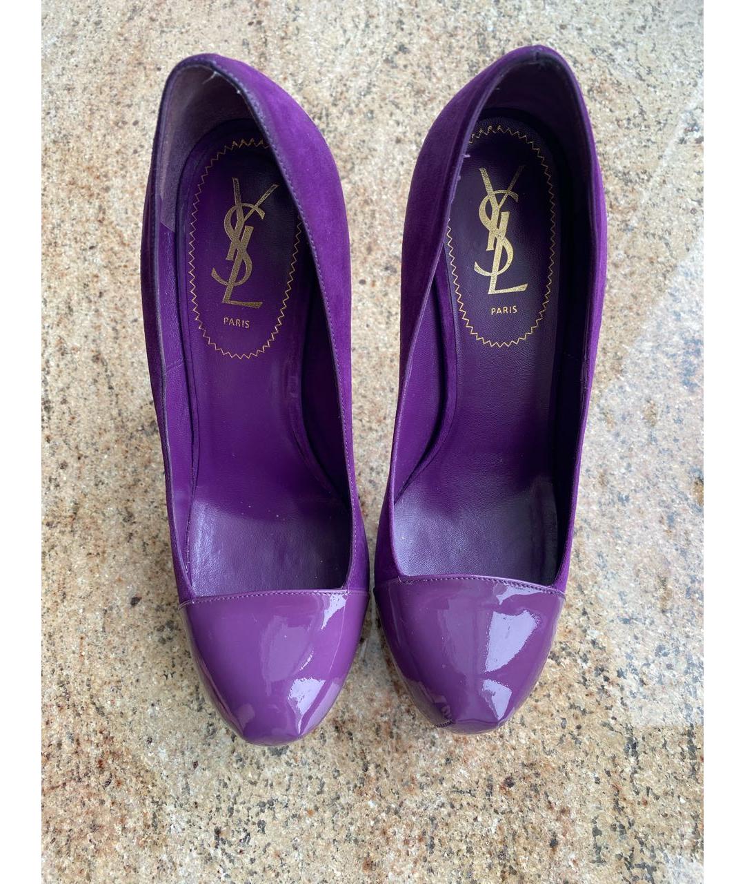 SAINT LAURENT Фиолетовые замшевые туфли, фото 6