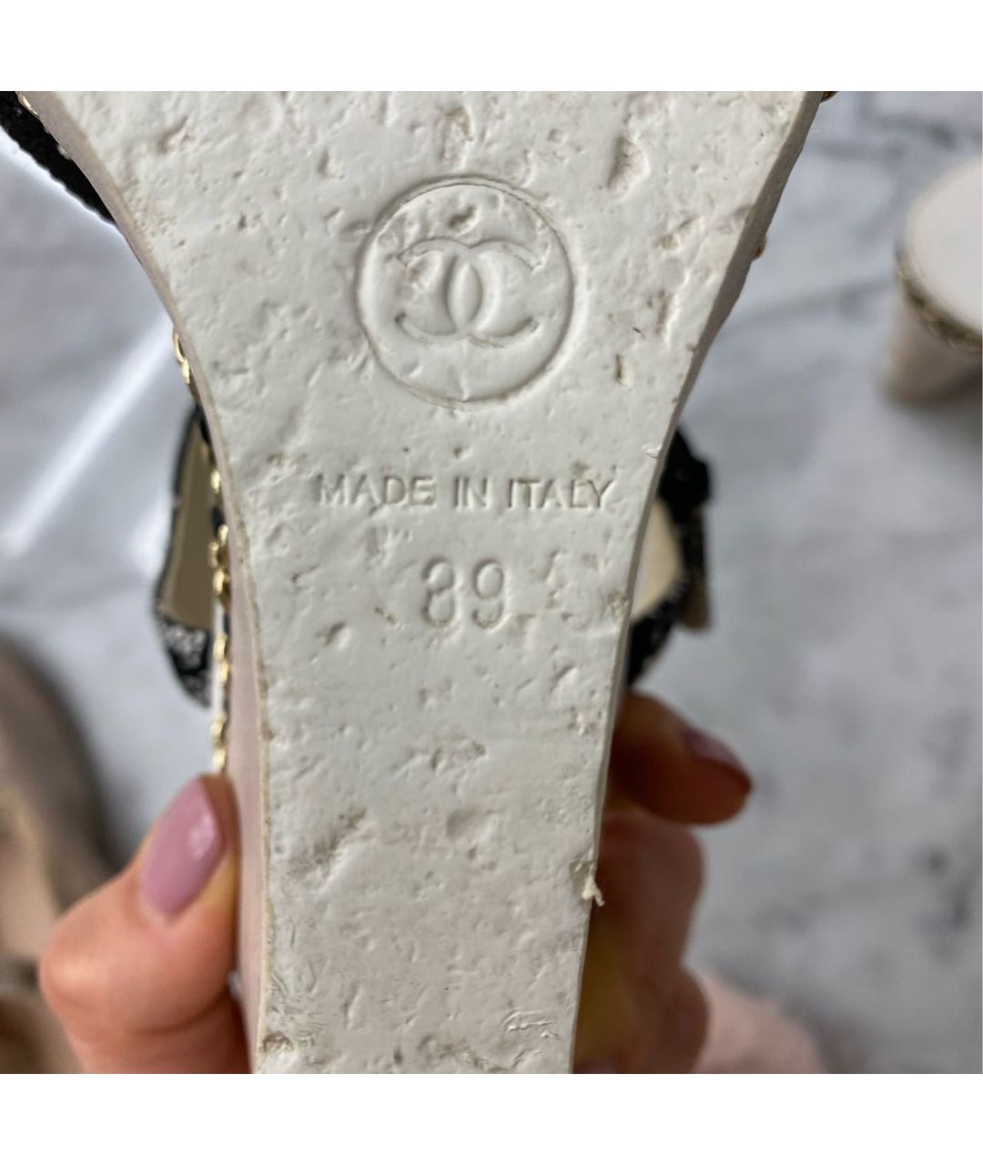 CHANEL PRE-OWNED Мульти текстильные босоножки, фото 5